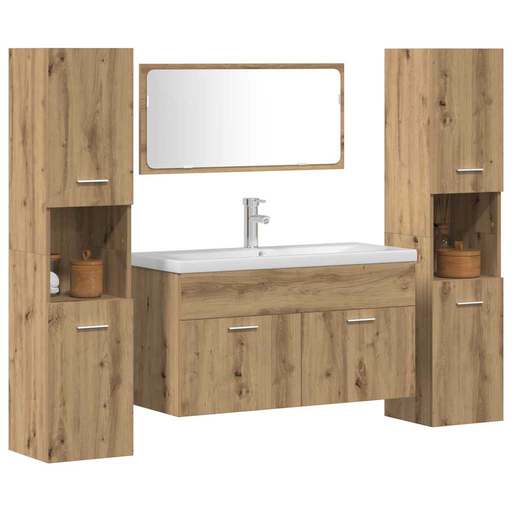 4 Piece Bathroom Furniture Set Artisan Oak Engineered Wood