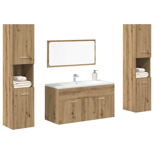 vidaXL 4 Piece Bathroom Furniture Set Artisan Oak Engineered Wood