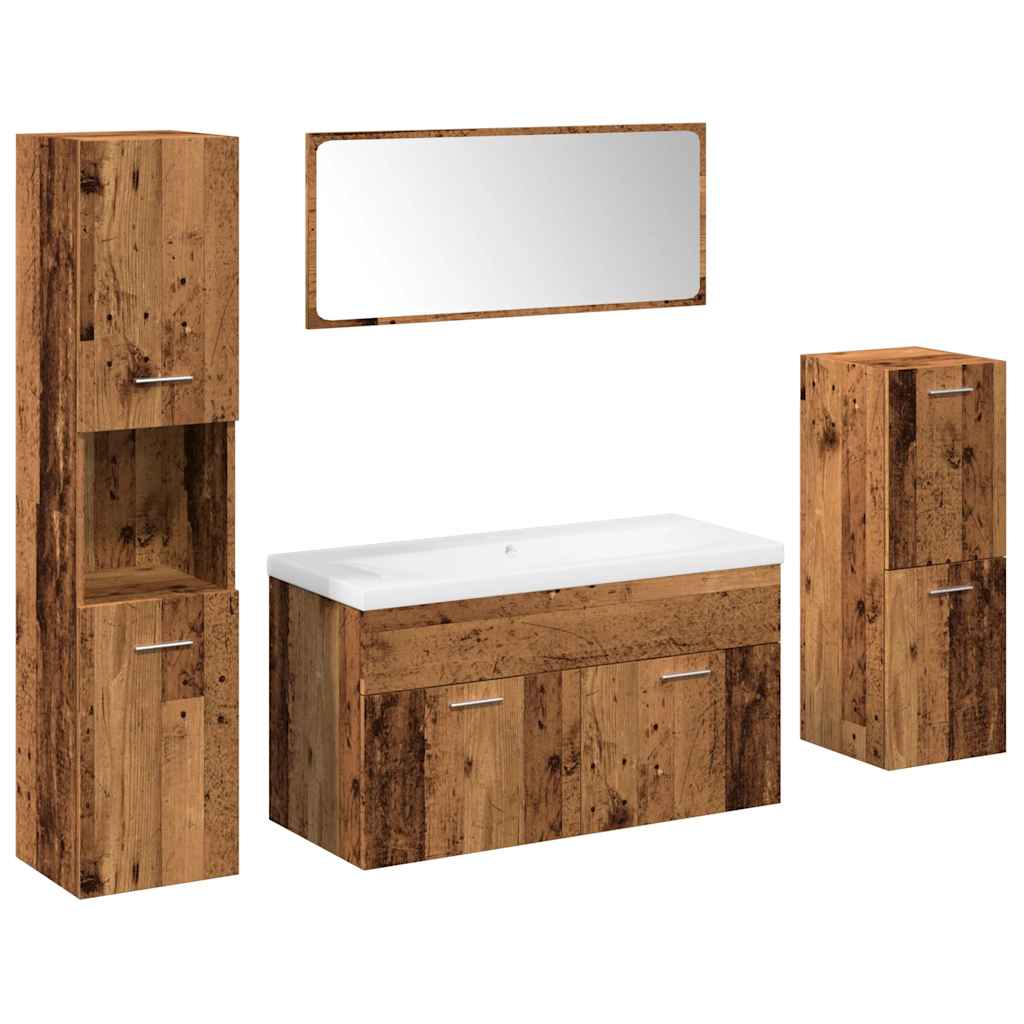 vidaXL 5 Piece Bathroom Furniture Set Old Wood Engineered Wood