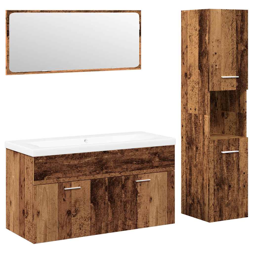 vidaXL 4 Piece Bathroom Furniture Set Old Wood Engineered Wood