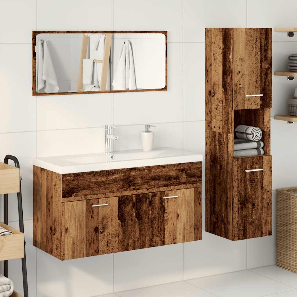 vidaXL 4 Piece Bathroom Furniture Set Old Wood Engineered Wood