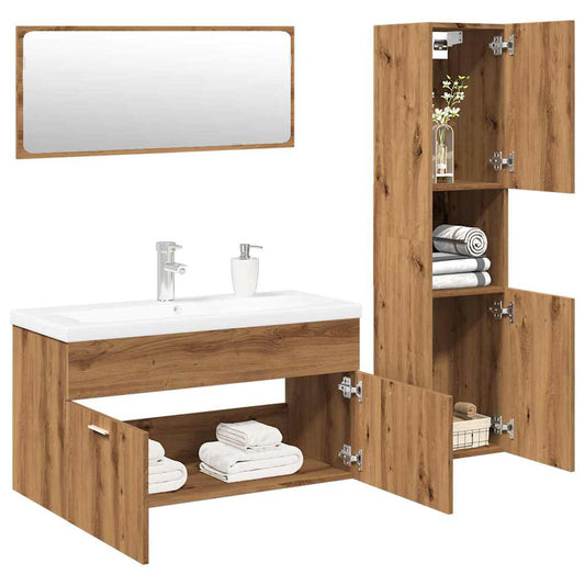 vidaXL 4 Piece Bathroom Furniture Set Artisan Oak Engineered Wood