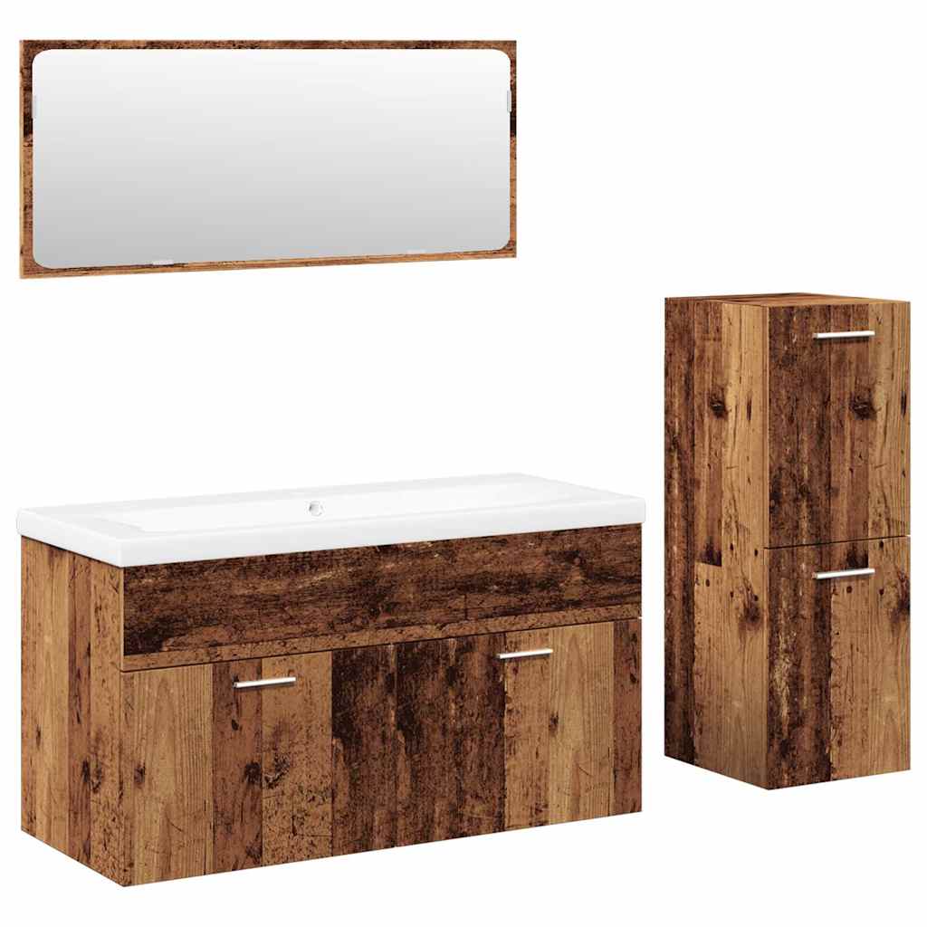 vidaXL 4 Piece Bathroom Furniture Set Old Wood Engineered Wood