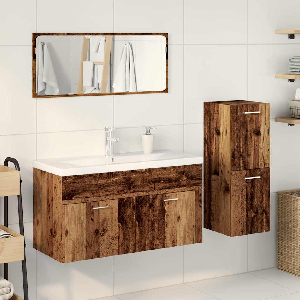 vidaXL 4 Piece Bathroom Furniture Set Old Wood Engineered Wood