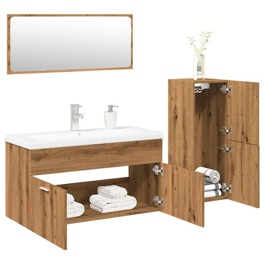 vidaXL 4 Piece Bathroom Furniture Set Artisan Oak Engineered Wood