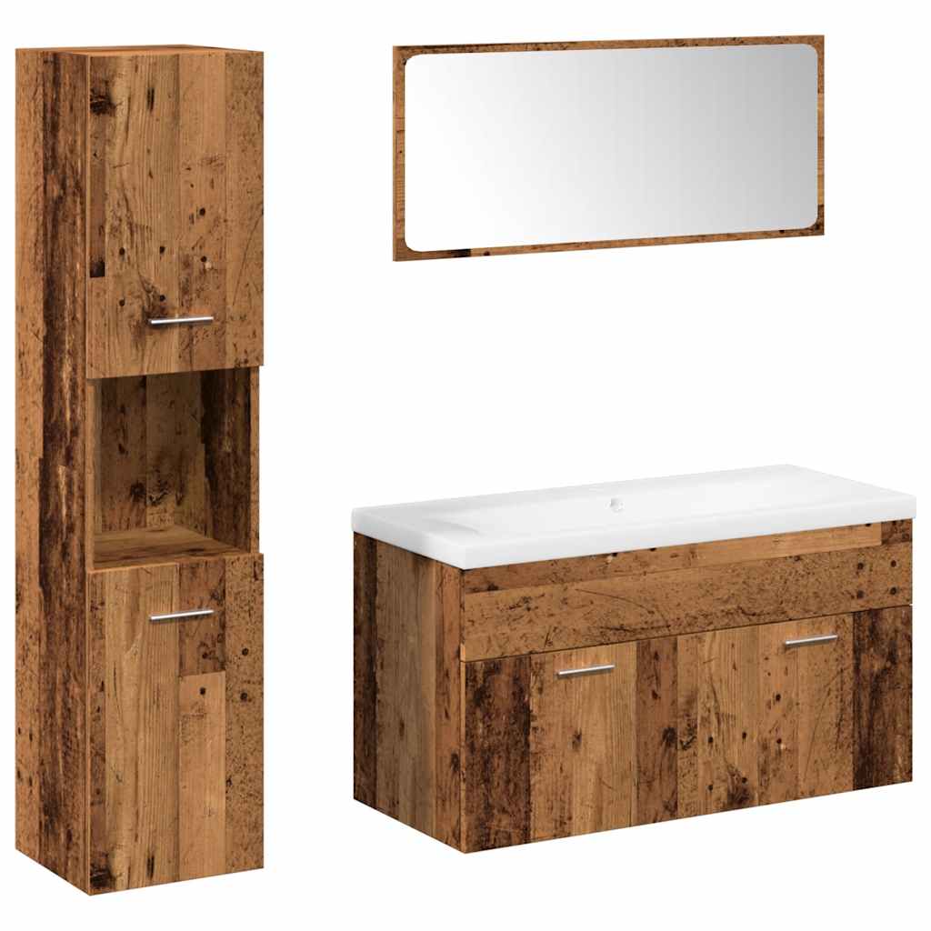 5 Piece Bathroom Furniture Set Old Wood Engineered Wood
