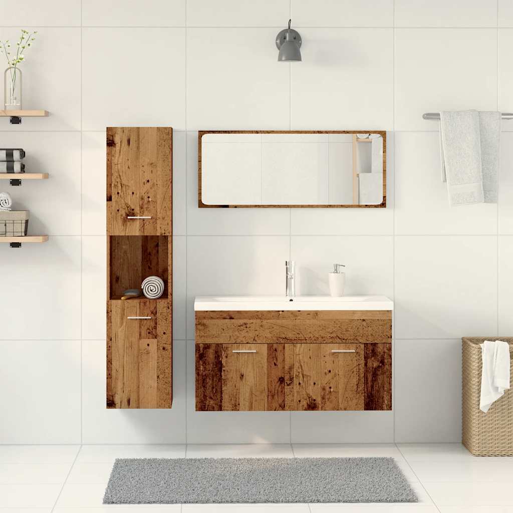 vidaXL 5 Piece Bathroom Furniture Set Old Wood Engineered Wood