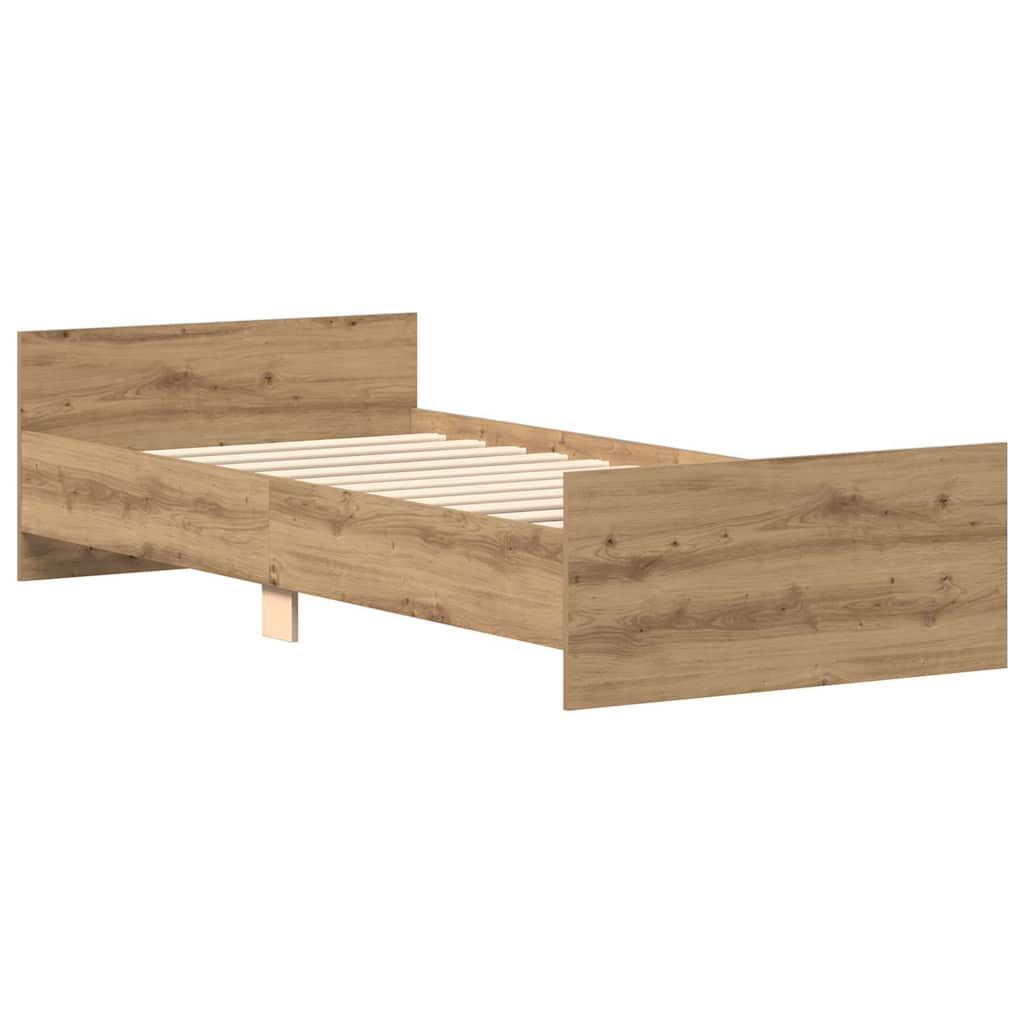 Bed Frame without Mattress Artisan Oak 90x200 cm Engineered Wood
