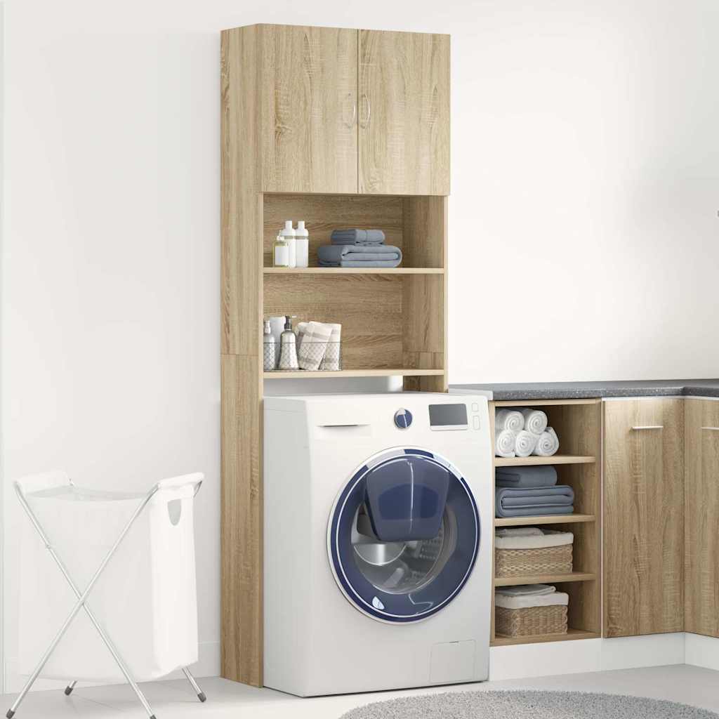 vidaXL Washing Machine Cabinet Sonoma Oak 64x24x190 cm Engineered Wood