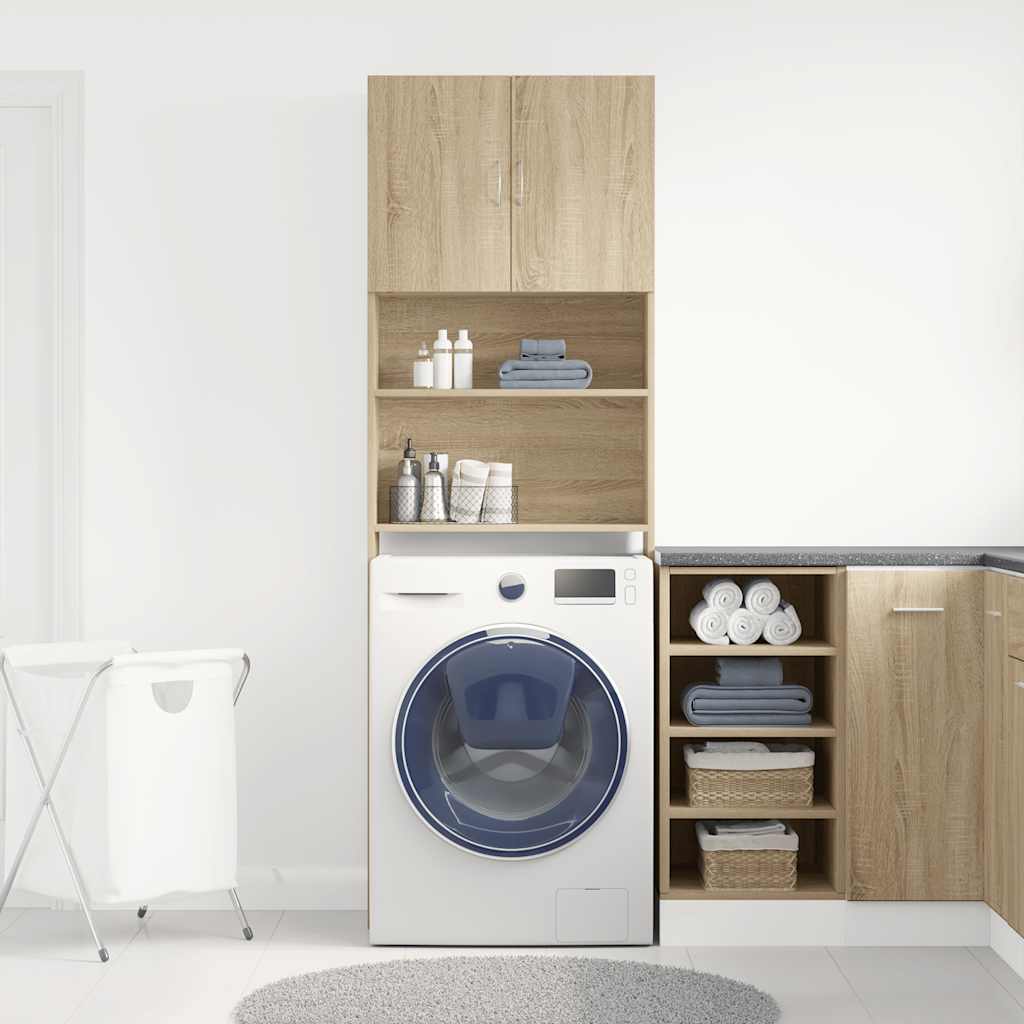 vidaXL Washing Machine Cabinet Sonoma Oak 64x24x190 cm Engineered Wood