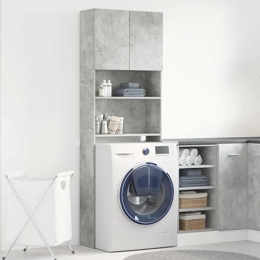 vidaXL Washing Machine Cabinet Concrete Grey 64x24x190 cm Engineered Wood