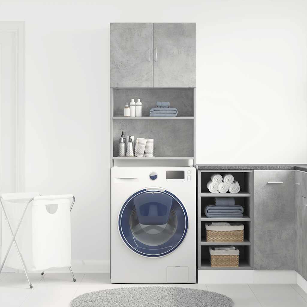 vidaXL Washing Machine Cabinet Concrete Grey 64x24x190 cm Engineered Wood