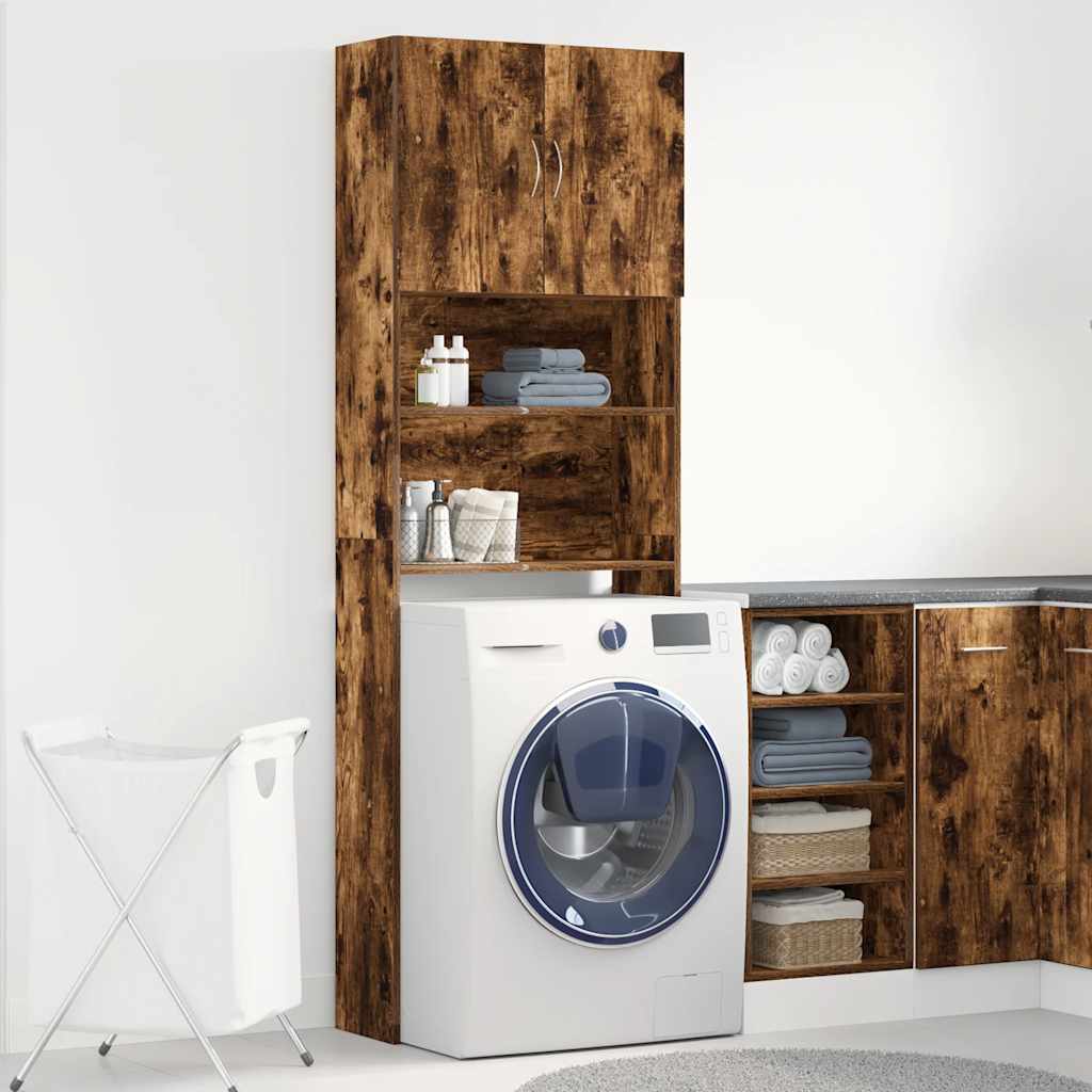 vidaXL Washing Machine Cabinet Smoked Oak 64x24x190 cm Engineered Wood