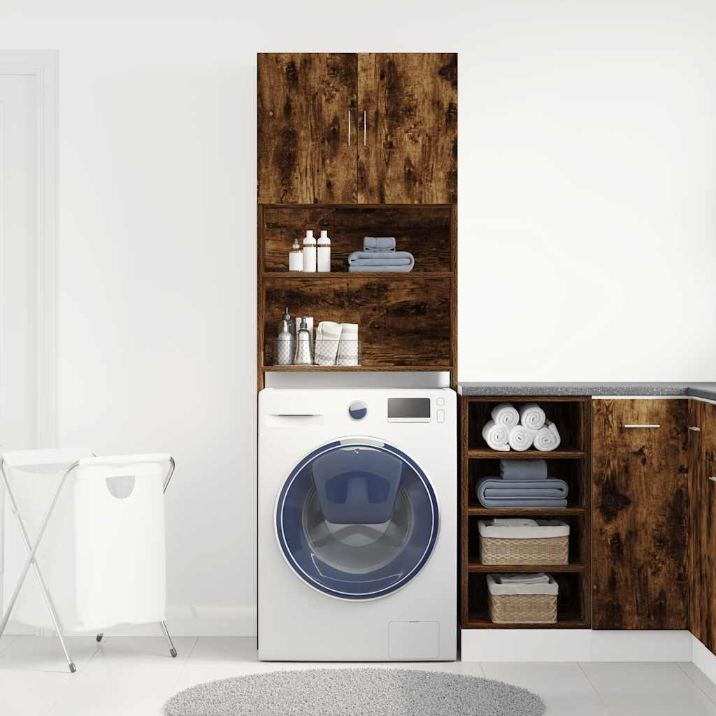 vidaXL Washing Machine Cabinet Smoked Oak 64x24x190 cm Engineered Wood