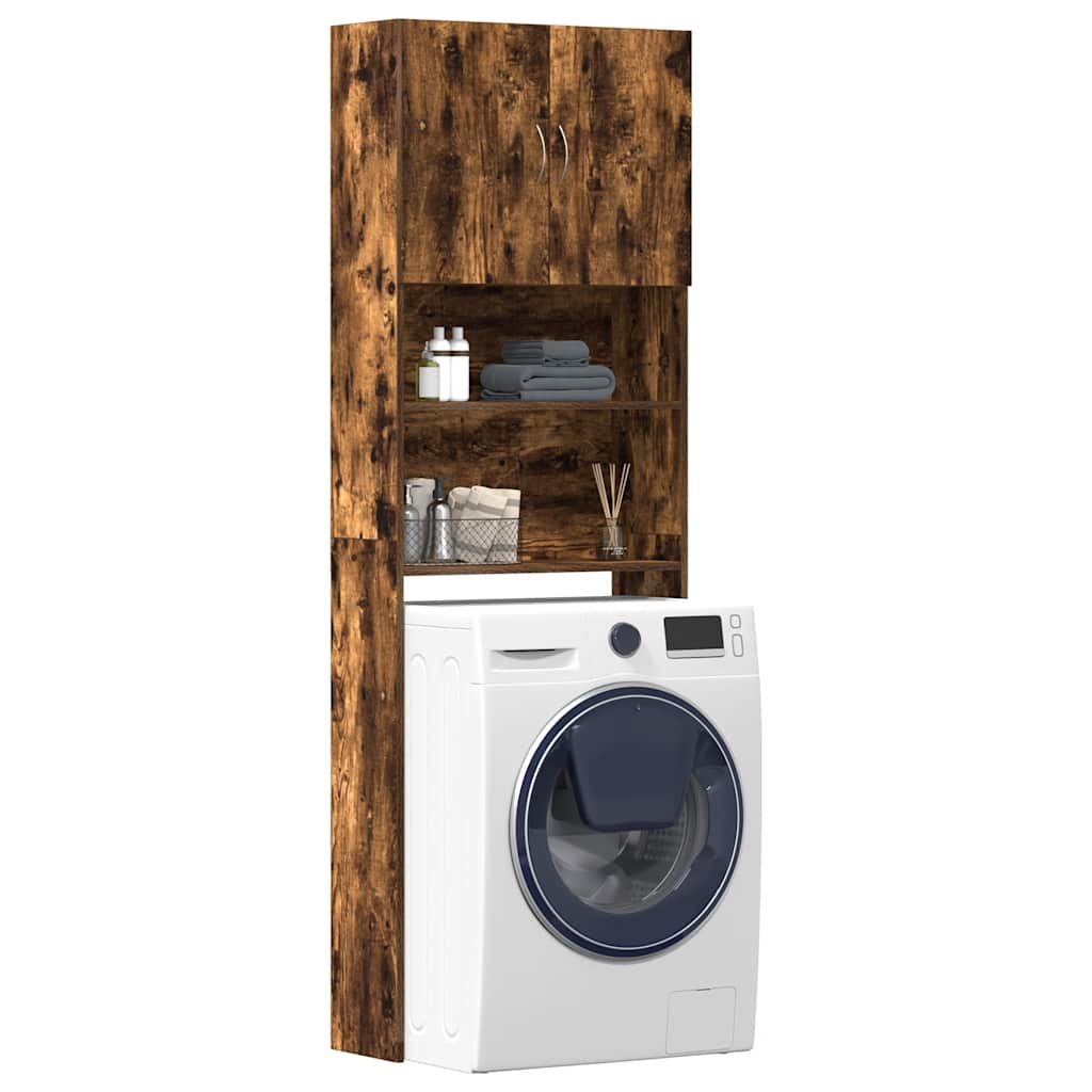 vidaXL Washing Machine Cabinet Smoked Oak 64x24x190 cm Engineered Wood