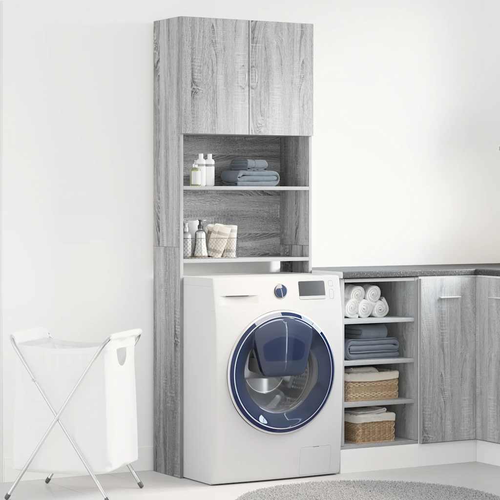 vidaXL Washing Machine Cabinet Grey Sonoma 64x24x190 cm Engineered Wood