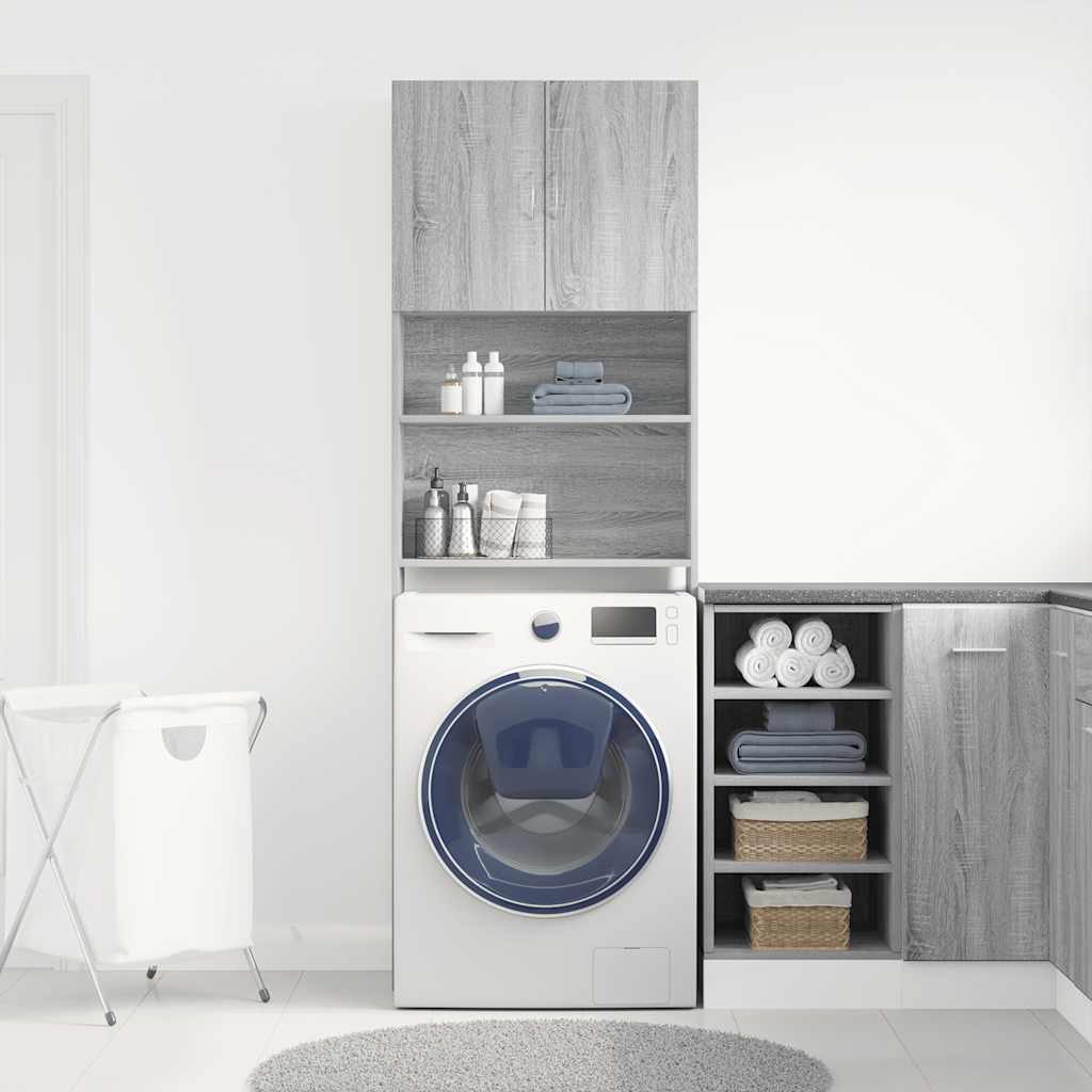 vidaXL Washing Machine Cabinet Grey Sonoma 64x24x190 cm Engineered Wood