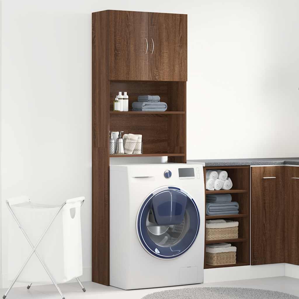 vidaXL Washing Machine Cabinet Brown Oak 64x24x190 cm Engineered Wood