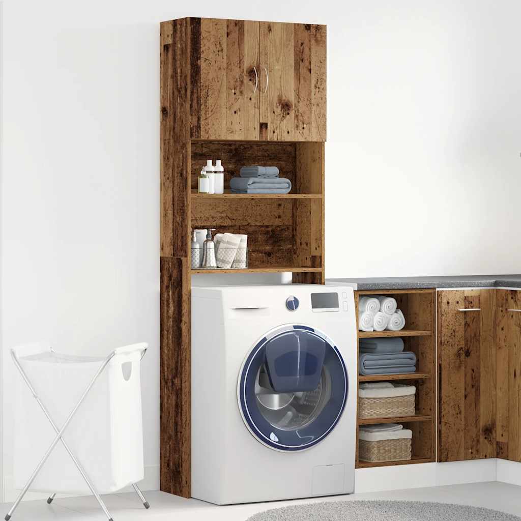 vidaXL Washing Machine Cabinet Old Wood 64x24x190 cm Engineered Wood