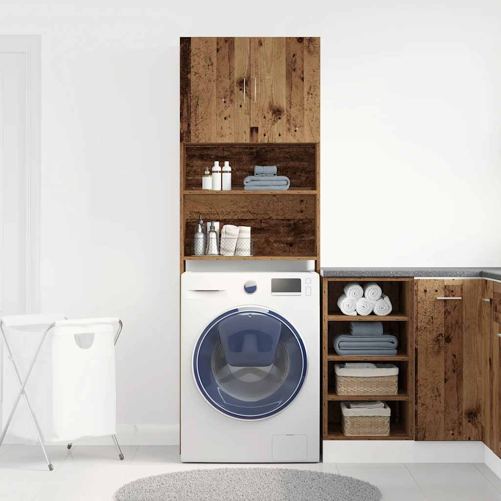 vidaXL Washing Machine Cabinet Old Wood 64x24x190 cm Engineered Wood