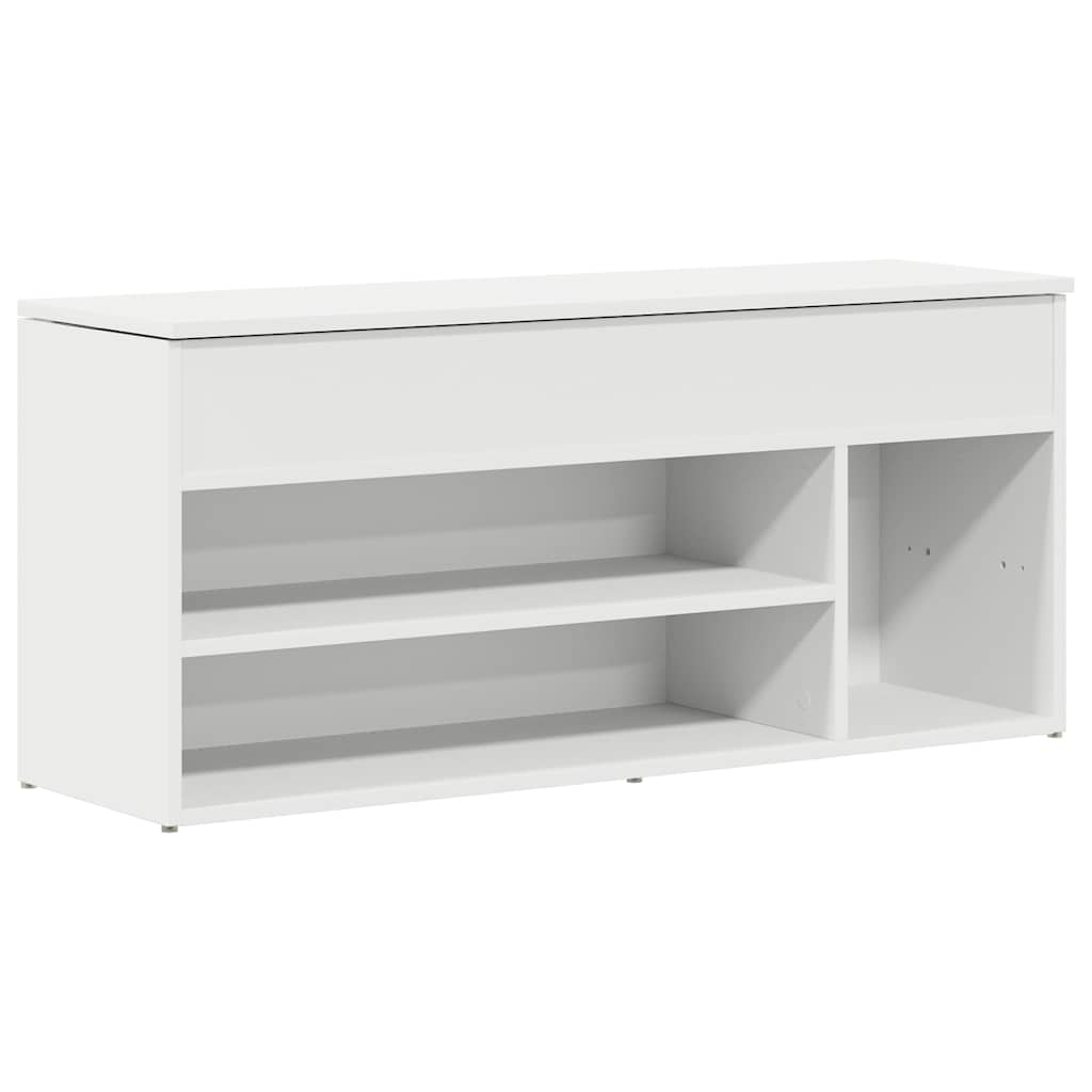 Shoe Bench White 102x30,5x45 cm Engineered Wood