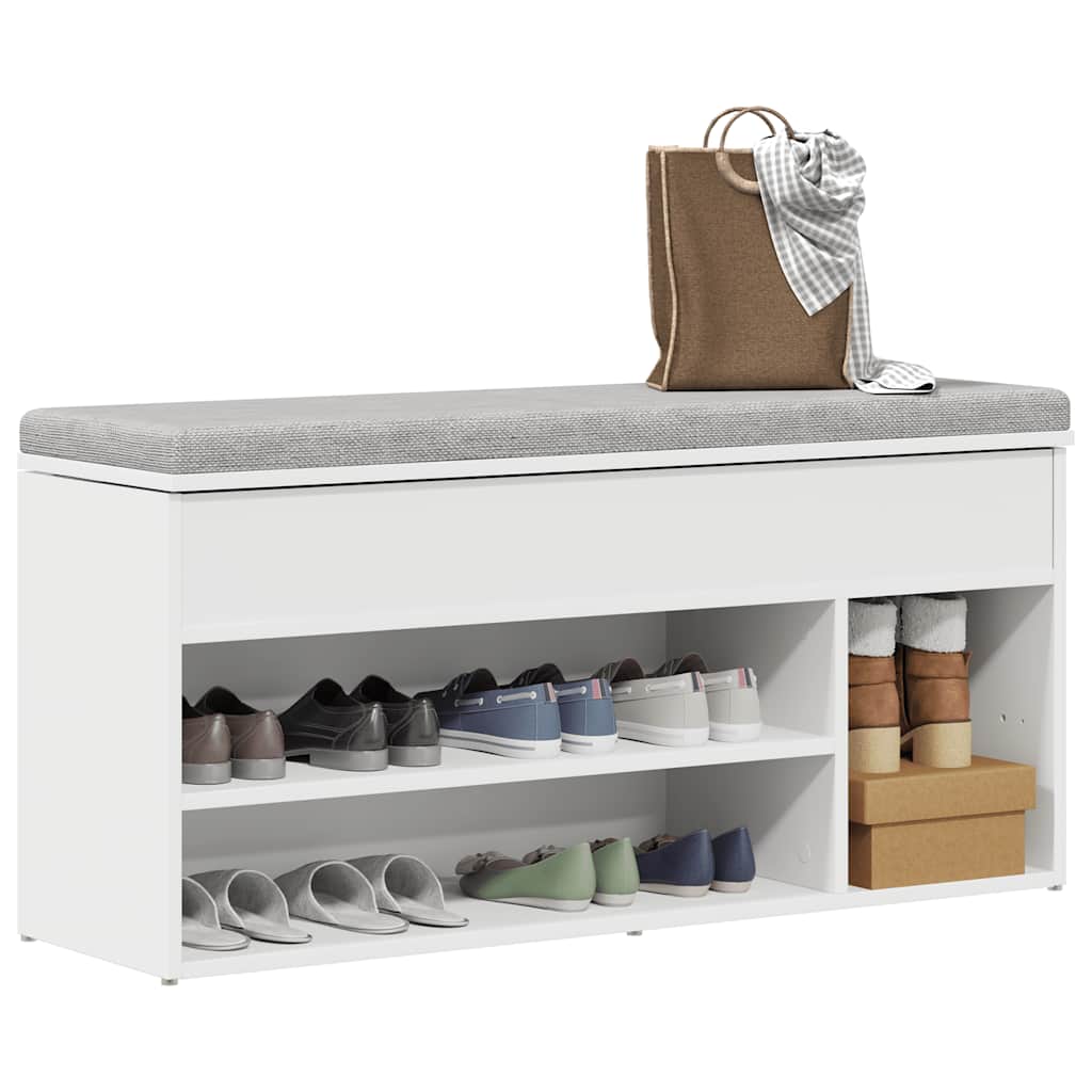 Shoe Bench White 102x30,5x45 cm Engineered Wood