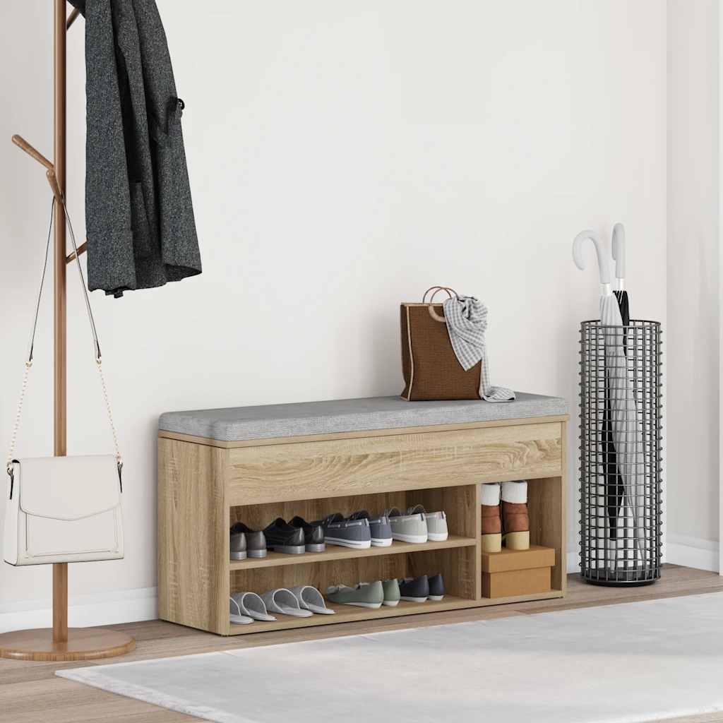 vidaXL Shoe Bench Sonoma Oak 102x30.5x45 cm Engineered Wood