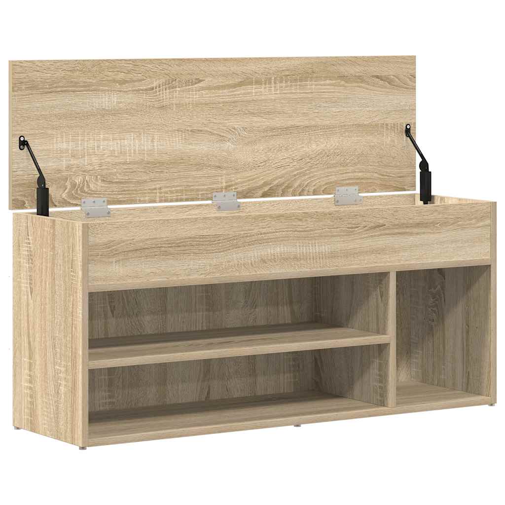 vidaXL Shoe Bench Sonoma Oak 102x30.5x45 cm Engineered Wood