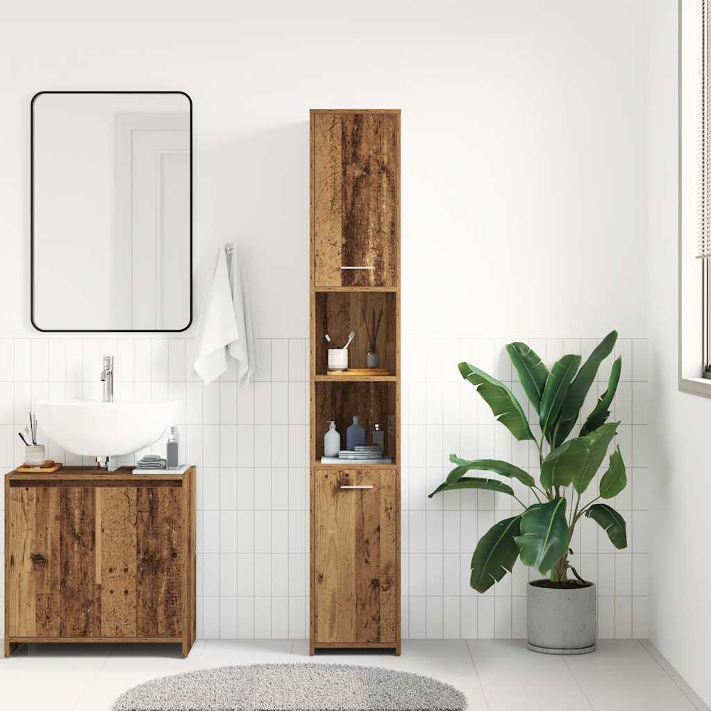 Bathroom Cabinet Old Wood 30x30x183,5 cm Engineered Wood