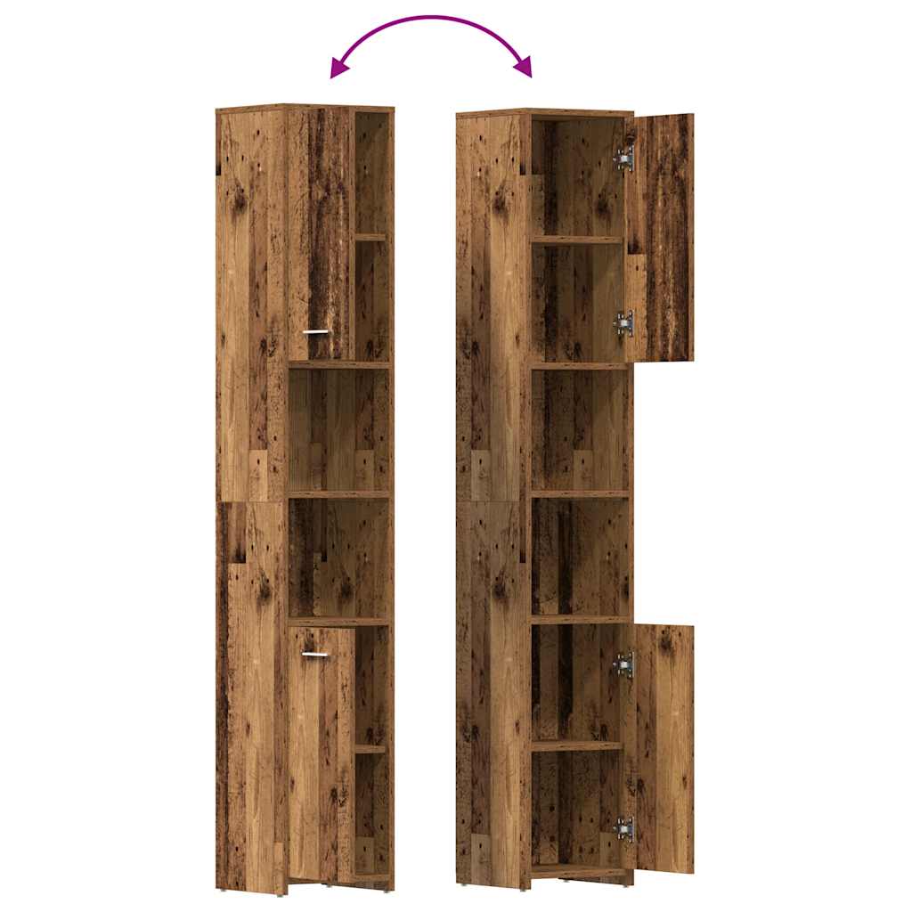 Bathroom Cabinet Old Wood 30x30x183,5 cm Engineered Wood