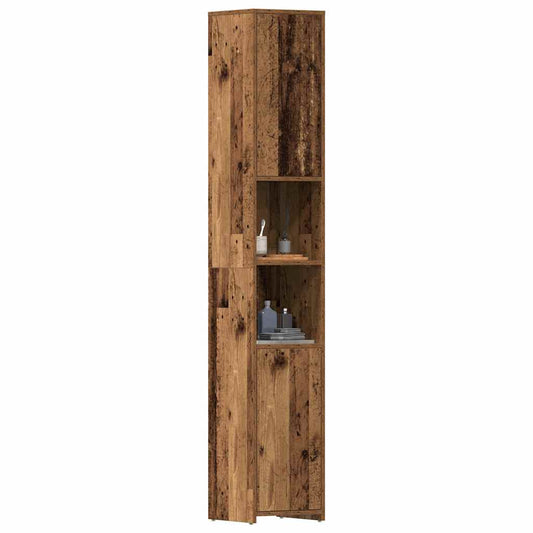 vidaXL Bathroom Cabinet Old Wood 30x30x183.5 cm Engineered Wood