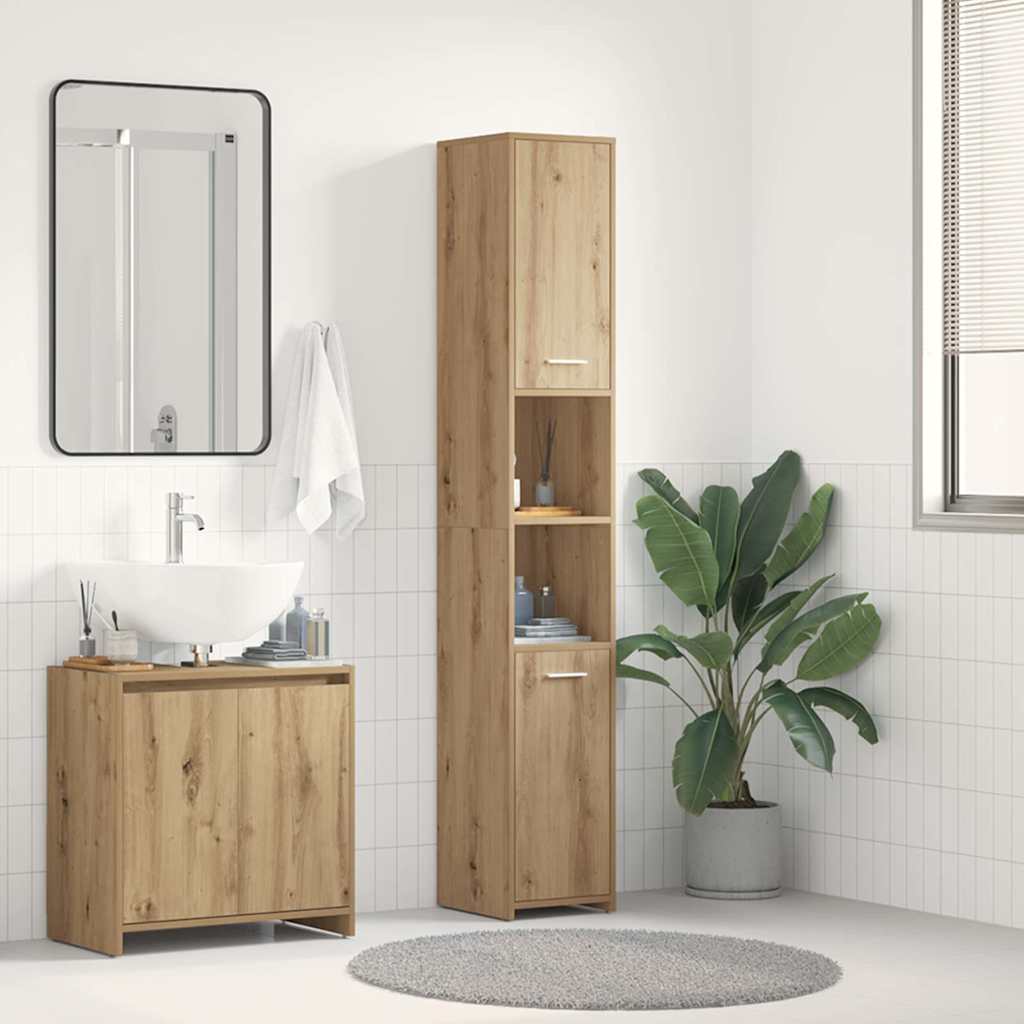 vidaXL Bathroom Cabinet Artisan Oak 30x30x183.5 cm Engineered Wood