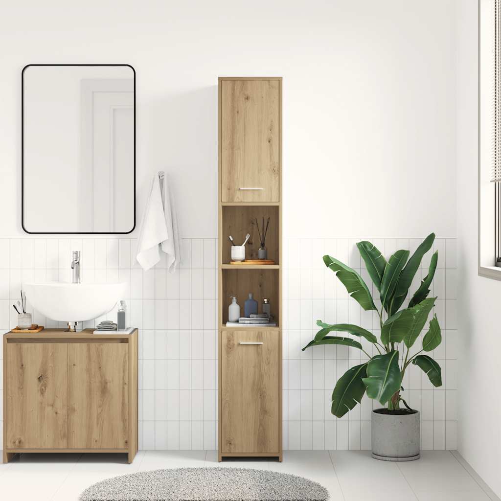 vidaXL Bathroom Cabinet Artisan Oak 30x30x183.5 cm Engineered Wood