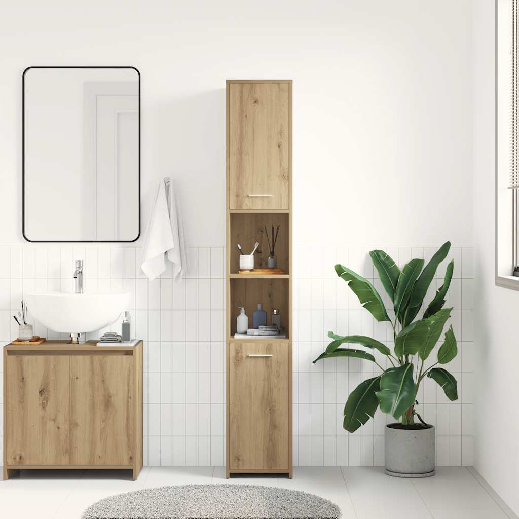 Bathroom Cabinet Artisan Oak 30x30x183,5 cm Engineered Wood