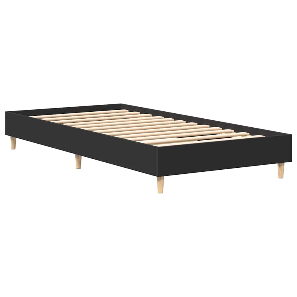Bed Frame No Mattress Black 90x200 cm Engineered Wood