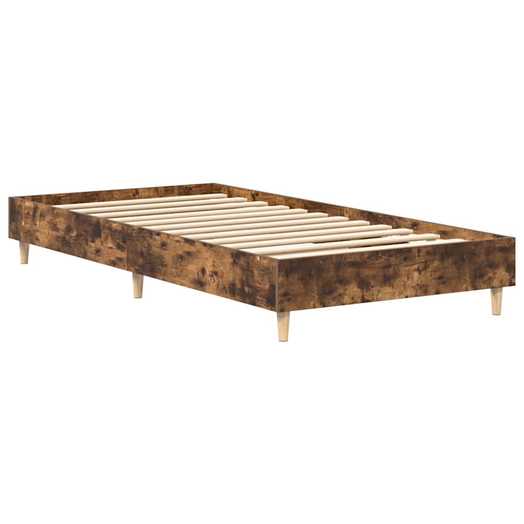 Bed Frame No Mattress Smoked Oak 90x190 cm Single Engineered Wood