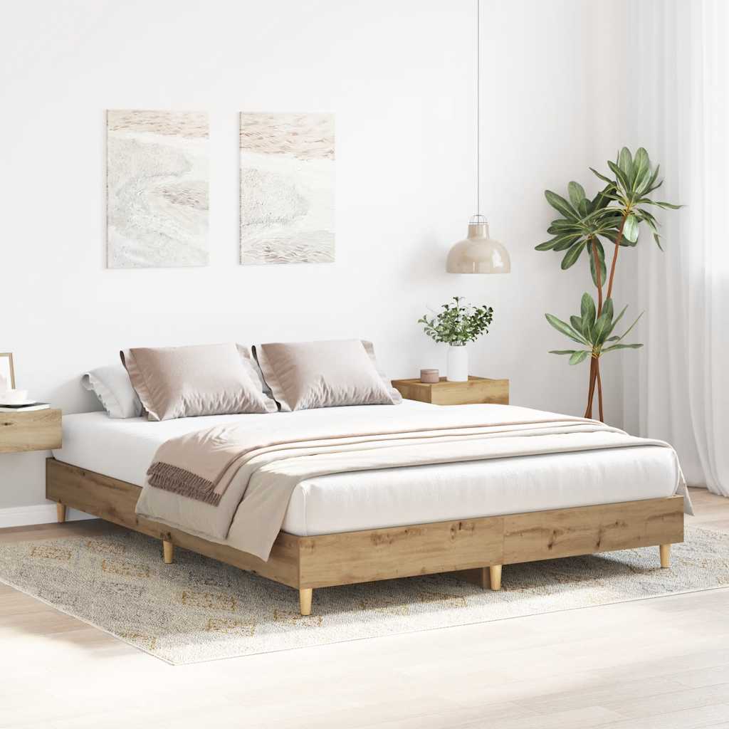 Bed Frame No Mattress Artisan Oak 90x190 cm Single Engineered Wood