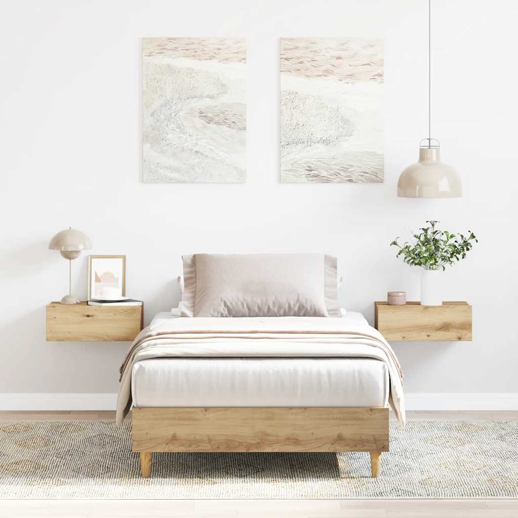 Bed Frame No Mattress Artisan Oak 90x190 cm Single Engineered Wood