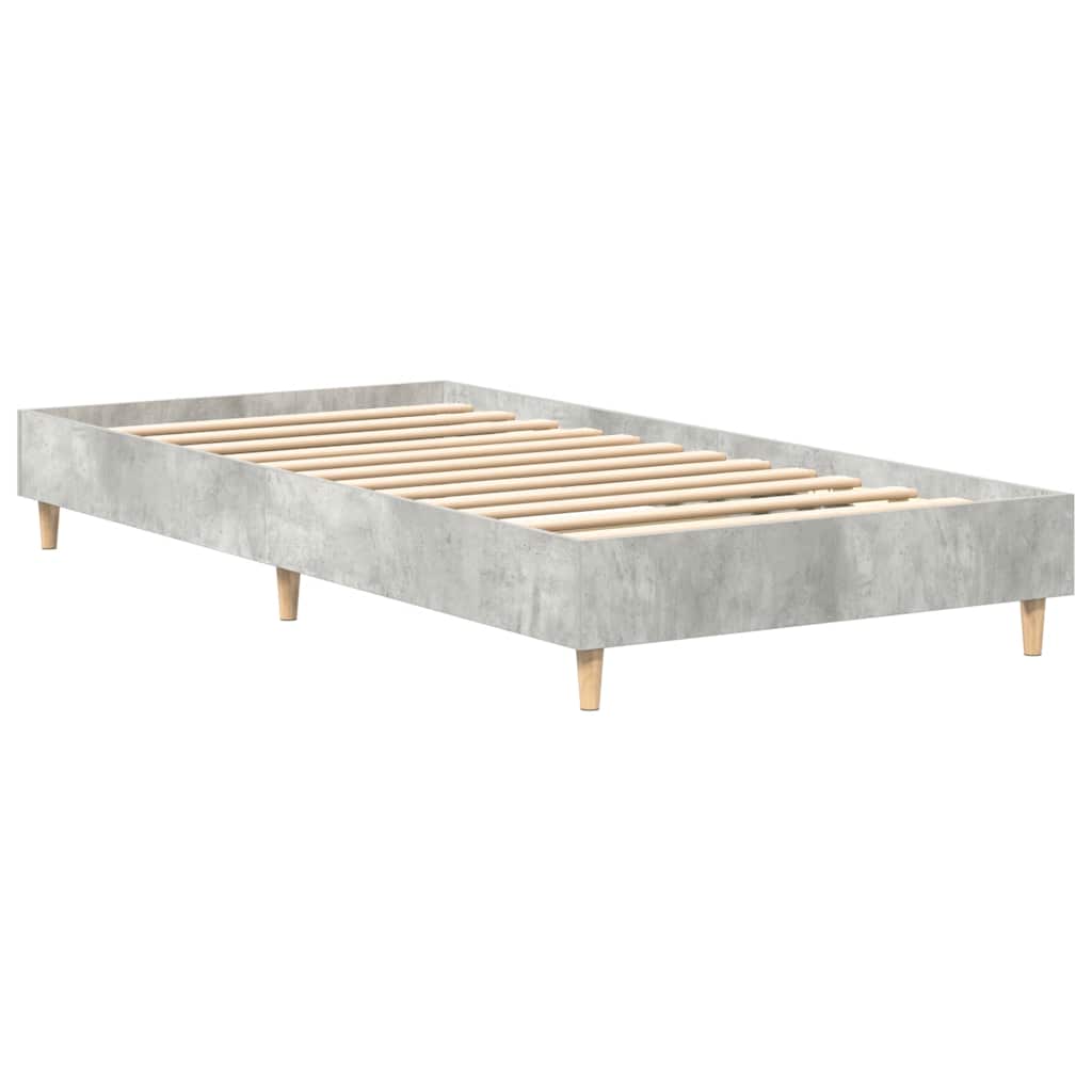 Bed Frame No Mattress Concrete Grey 75x190 cm Small Single Engineered Wood