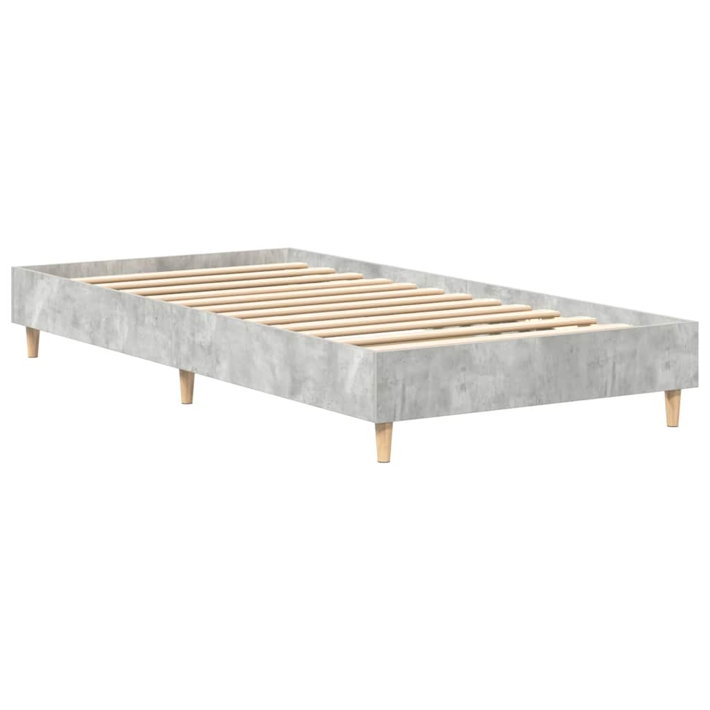 Bed Frame No Mattress Concrete Grey 75x190 cm Small Single Engineered Wood
