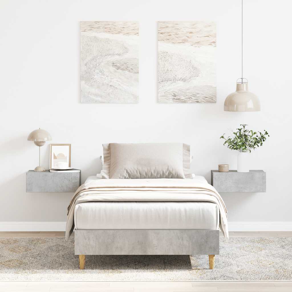 Bed Frame No Mattress Concrete Grey 75x190 cm Small Single Engineered Wood