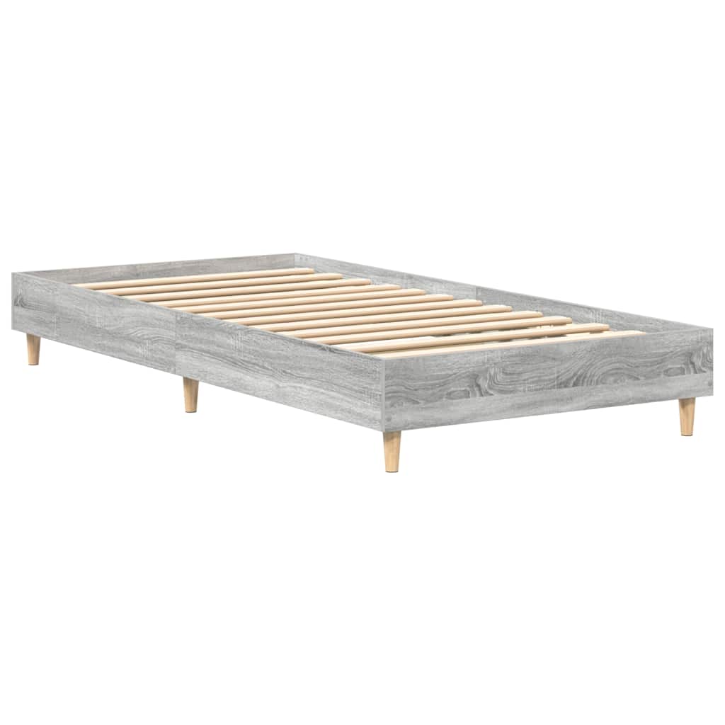 Bed Frame No Mattress Grey Sonoma 75x190 cm Small Single Engineered Wood