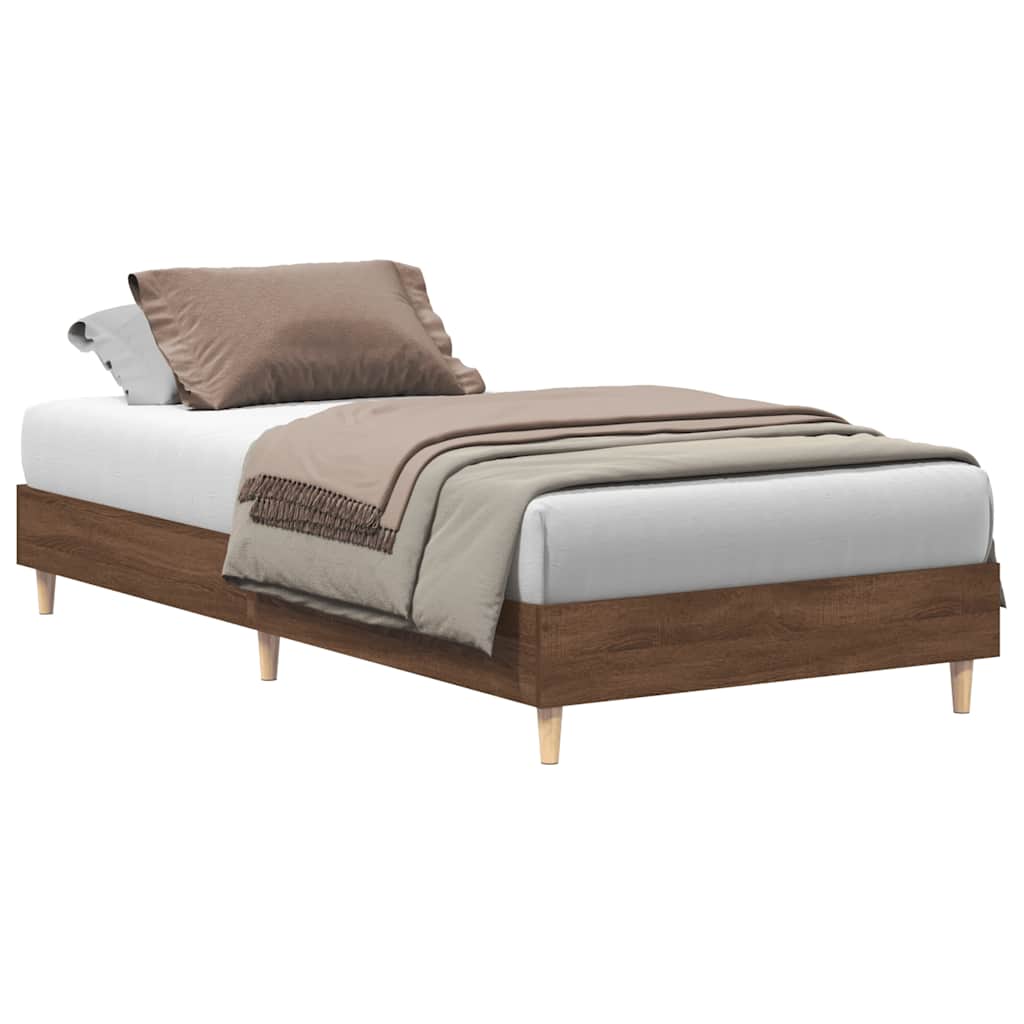 Bed Frame No Mattress Brown Oak 75x190 cm Small Single Engineered Wood
