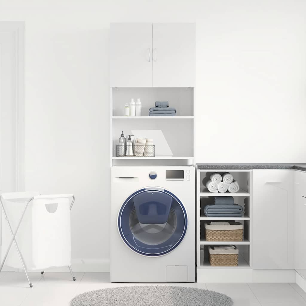 vidaXL Washing Machine Cabinet High Gloss White 64x24x190 cm Engineered Wood