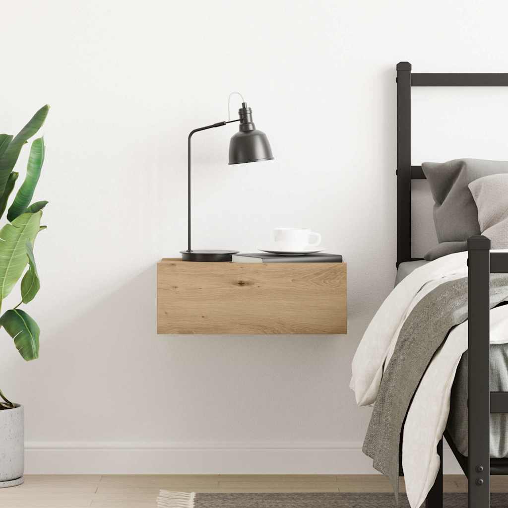 vidaXL Floating Nightstand Artisan Oak 40x32x15 cm Engineered Wood