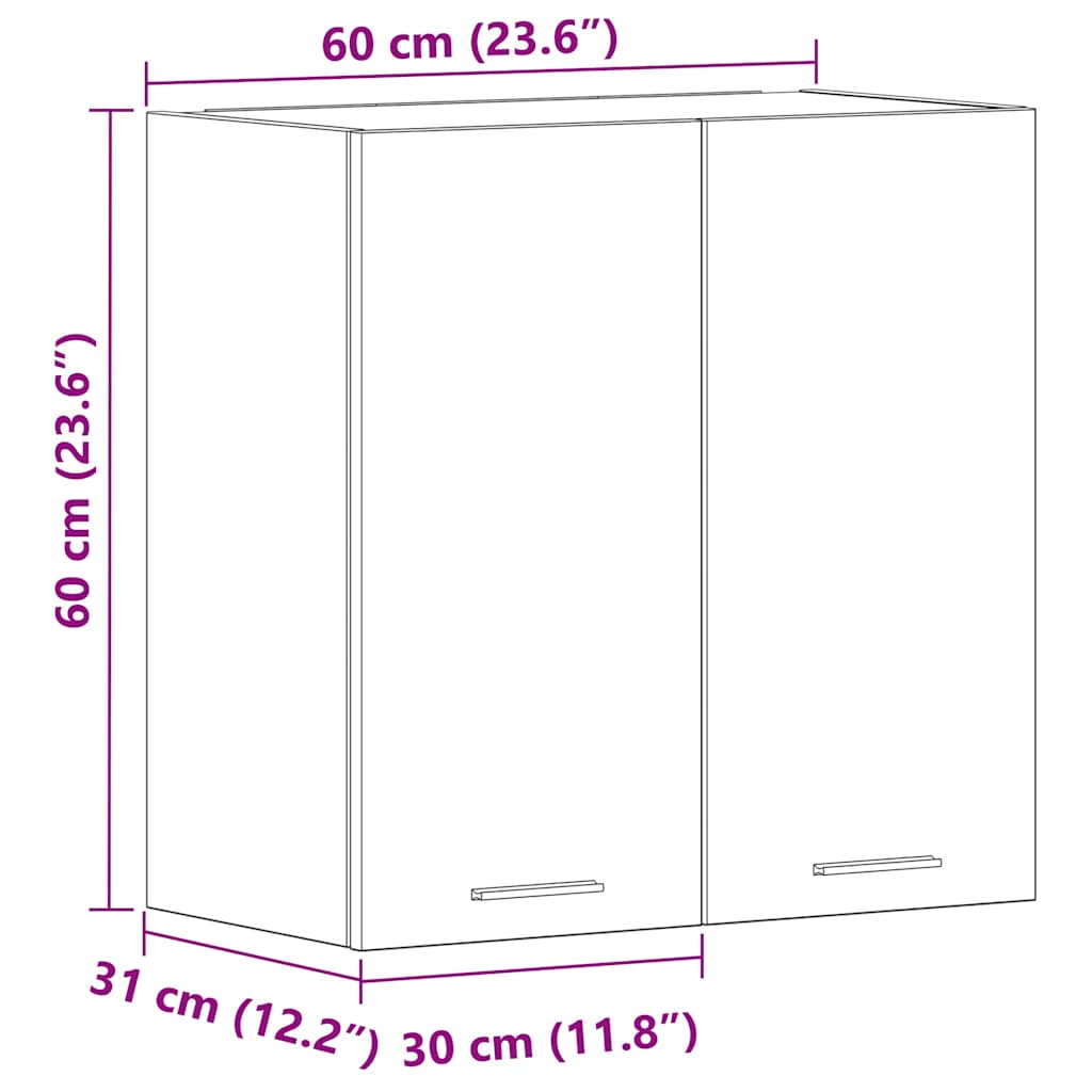 vidaXL Kitchen Wall Cabinet Old Wood 60x31x60 cm Engineered Wood