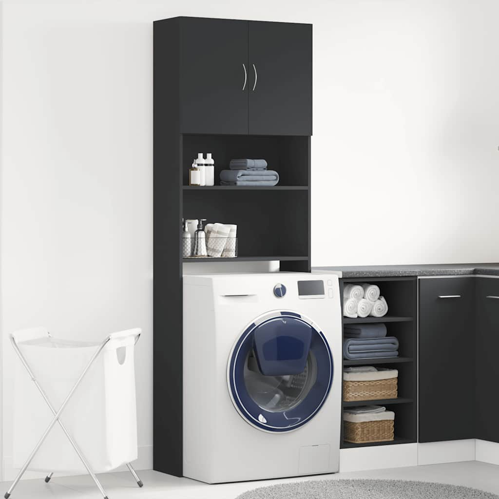 vidaXL Washing Machine Cabinet Black 64x24x190 cm Engineered Wood