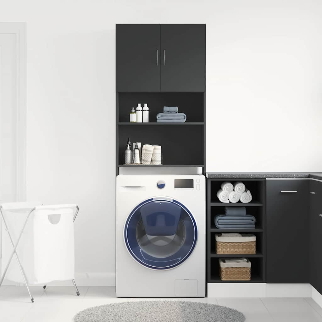 vidaXL Washing Machine Cabinet Black 64x24x190 cm Engineered Wood