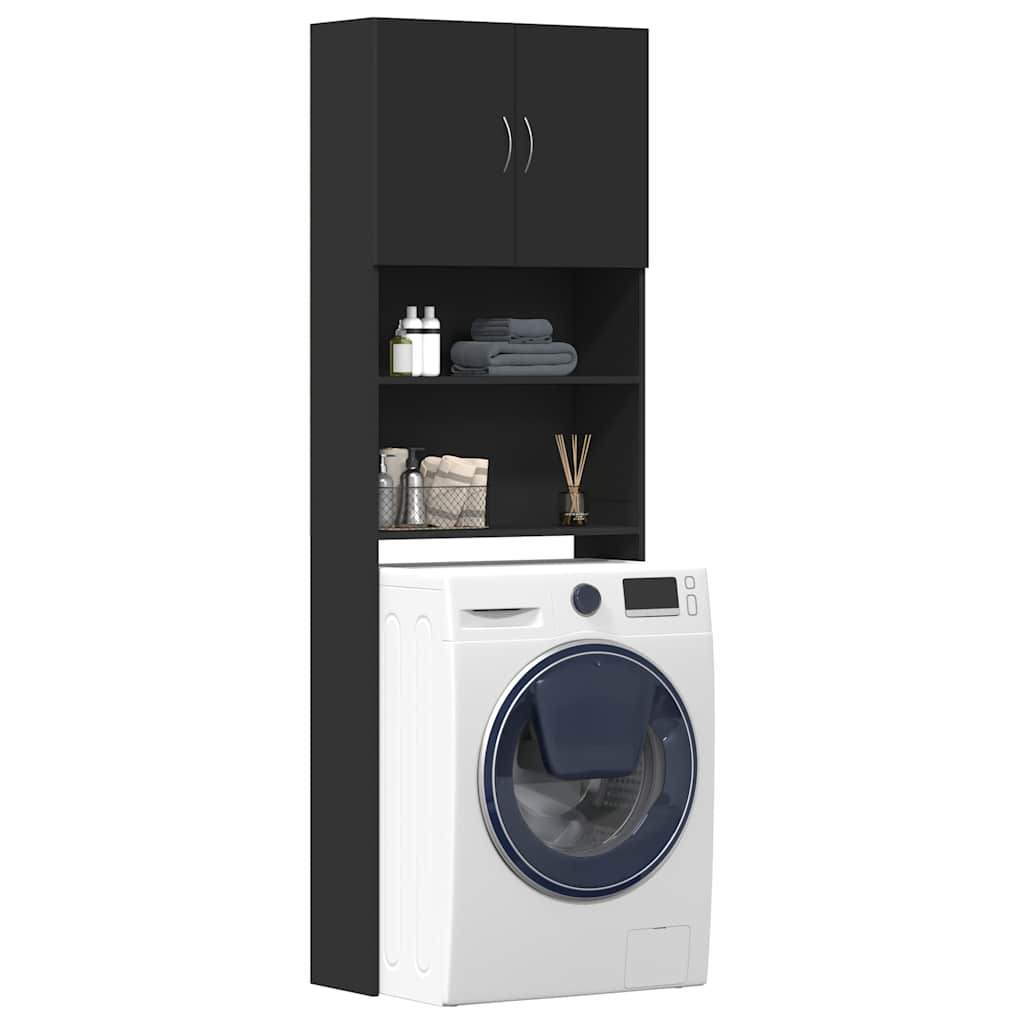 vidaXL Washing Machine Cabinet Black 64x24x190 cm Engineered Wood