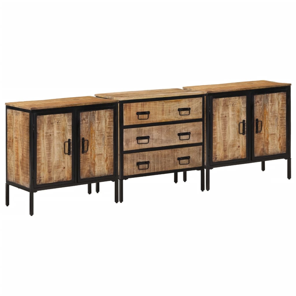 vidaXL Sideboards 3 pcs 70x35x70 cm Solid Rough Wood Mango